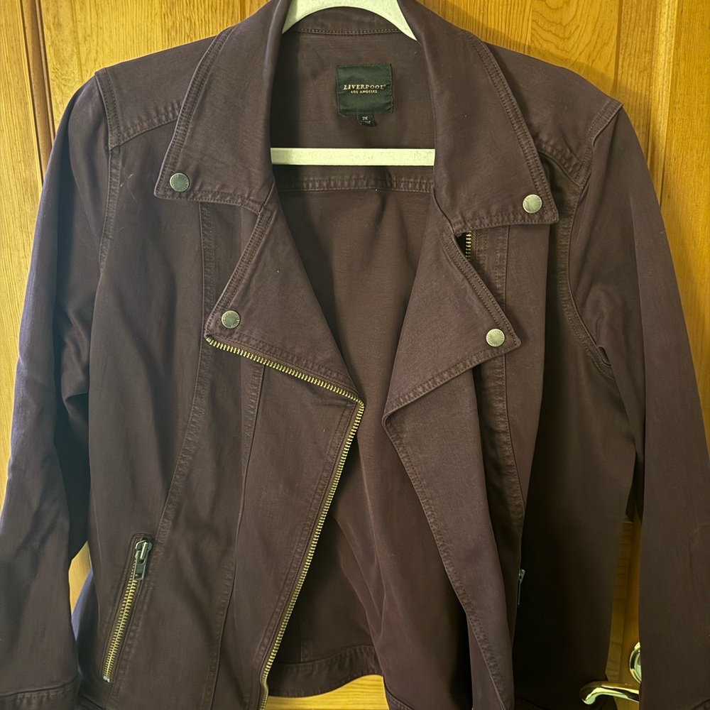 Liverpool Bradford Denim Moto Jacket in Rich Velvet